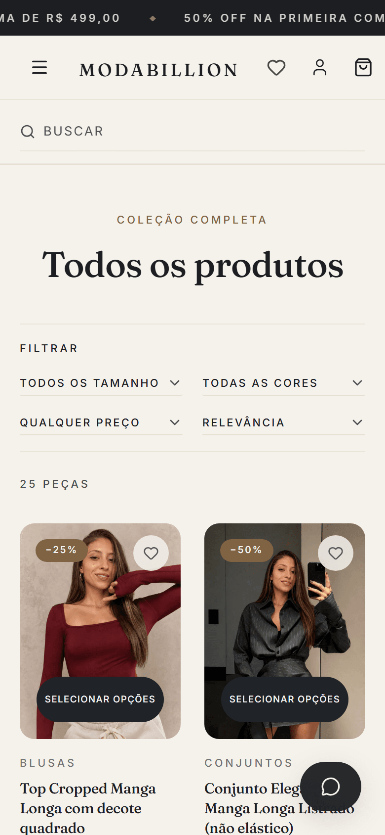 Loja Modabillion no celular